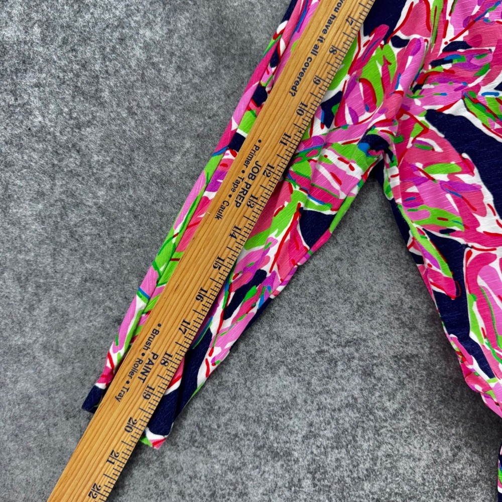 Lilly Pulitzer Cara In the Vias Mini Dress Size Small Pink Navy Palm Leaf Beach - Picture 10 of 10